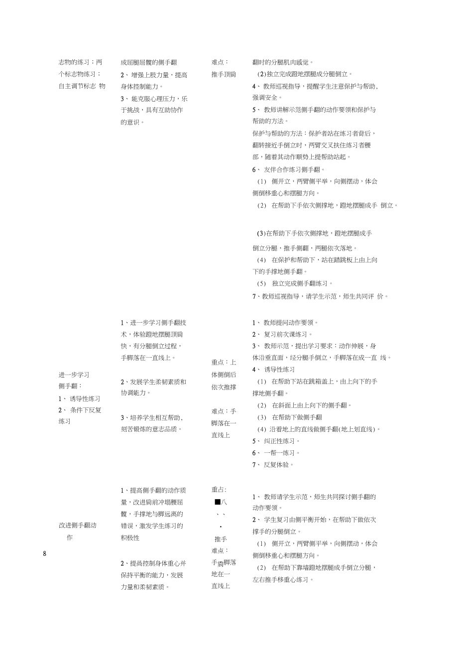 侧手翻单元教学计划.docx_第3页