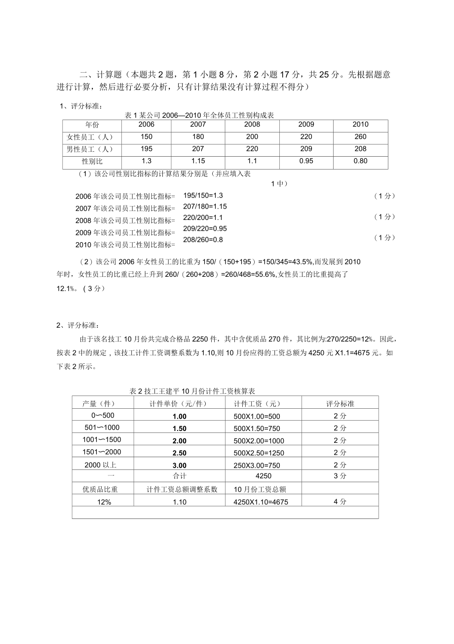 人力资源管理师四级专业能力参考答案与评分标准.docx_第3页