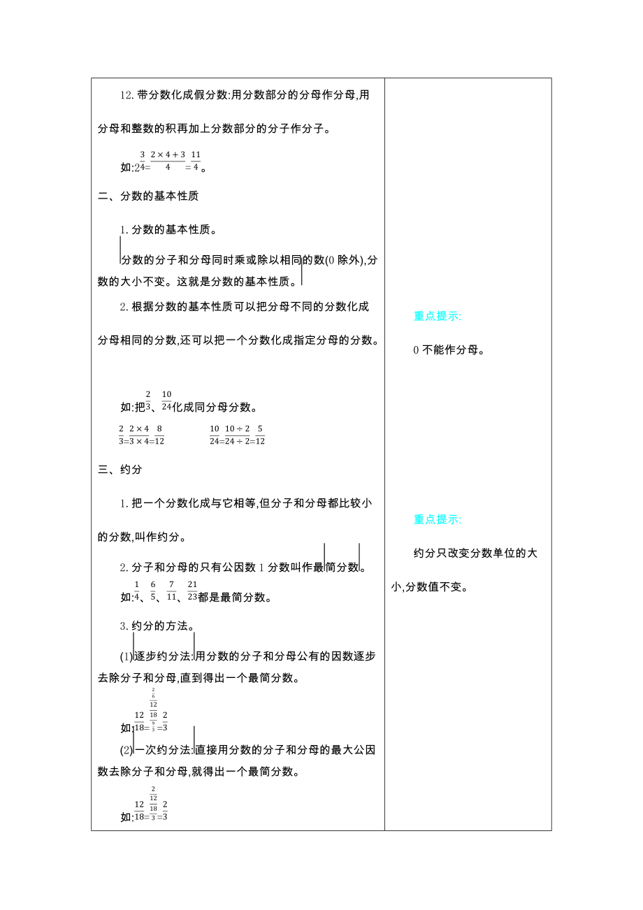 五年级数学下册 四 分数的意义和基本性质知识清单素材 北京版 素材.docx_第3页