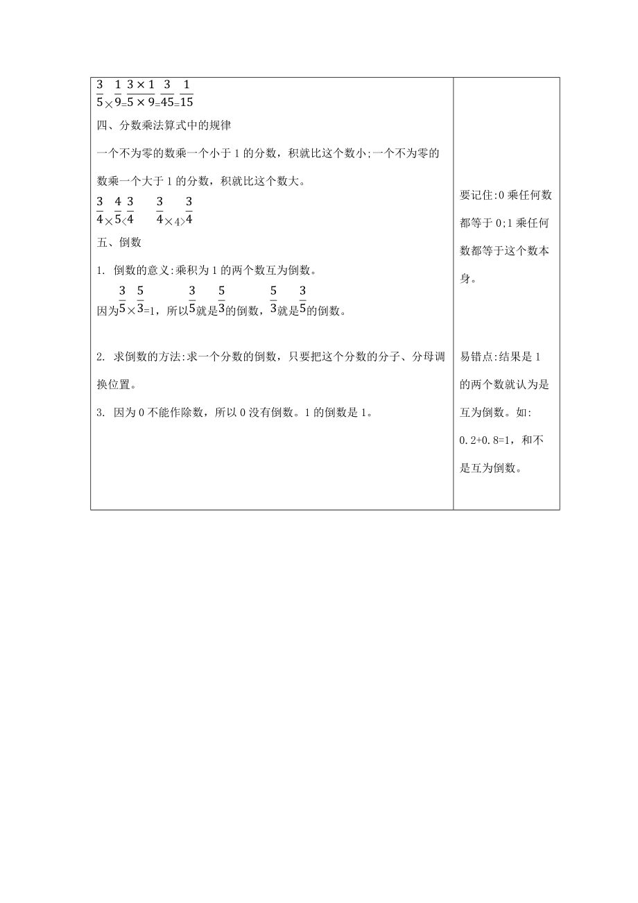 五年级数学下册 3 分数乘法知识清单素材 北师大版 素材.doc_第2页