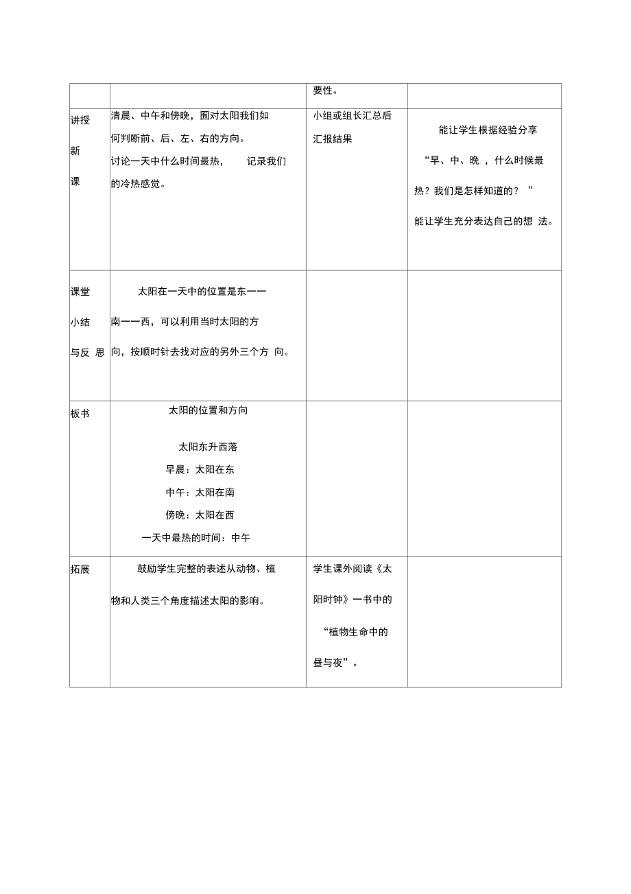 教科版《太阳的位置和方向》优秀公开课教案1.docx_第2页