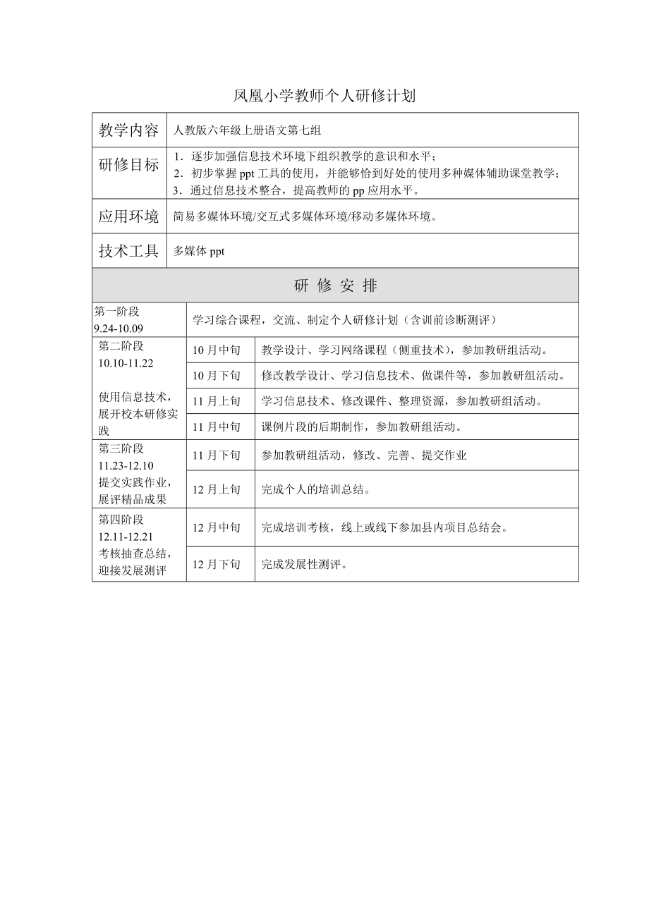 马欢个人研修计划.doc_第1页