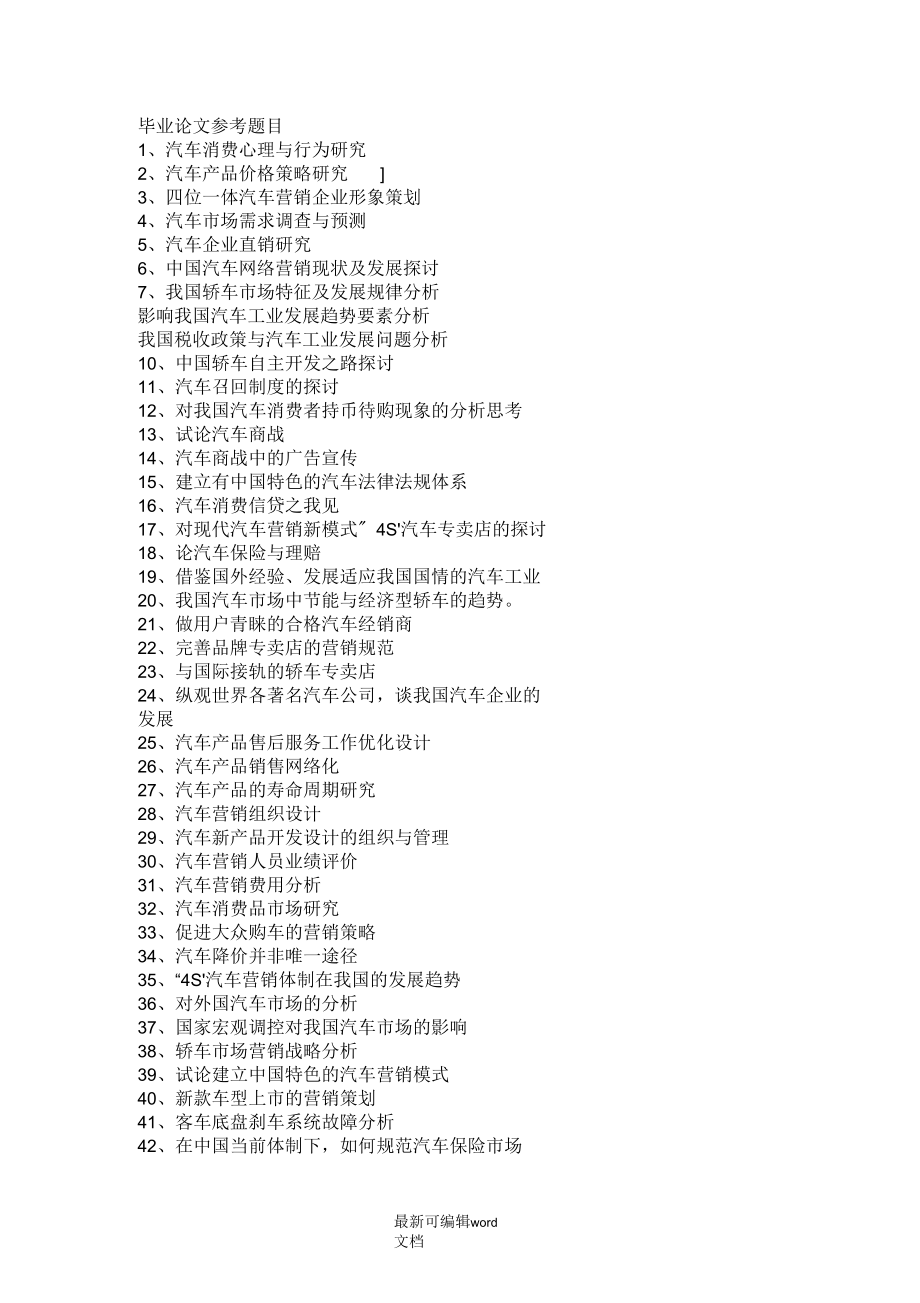 汽车营销专业论文题目.docx_第1页