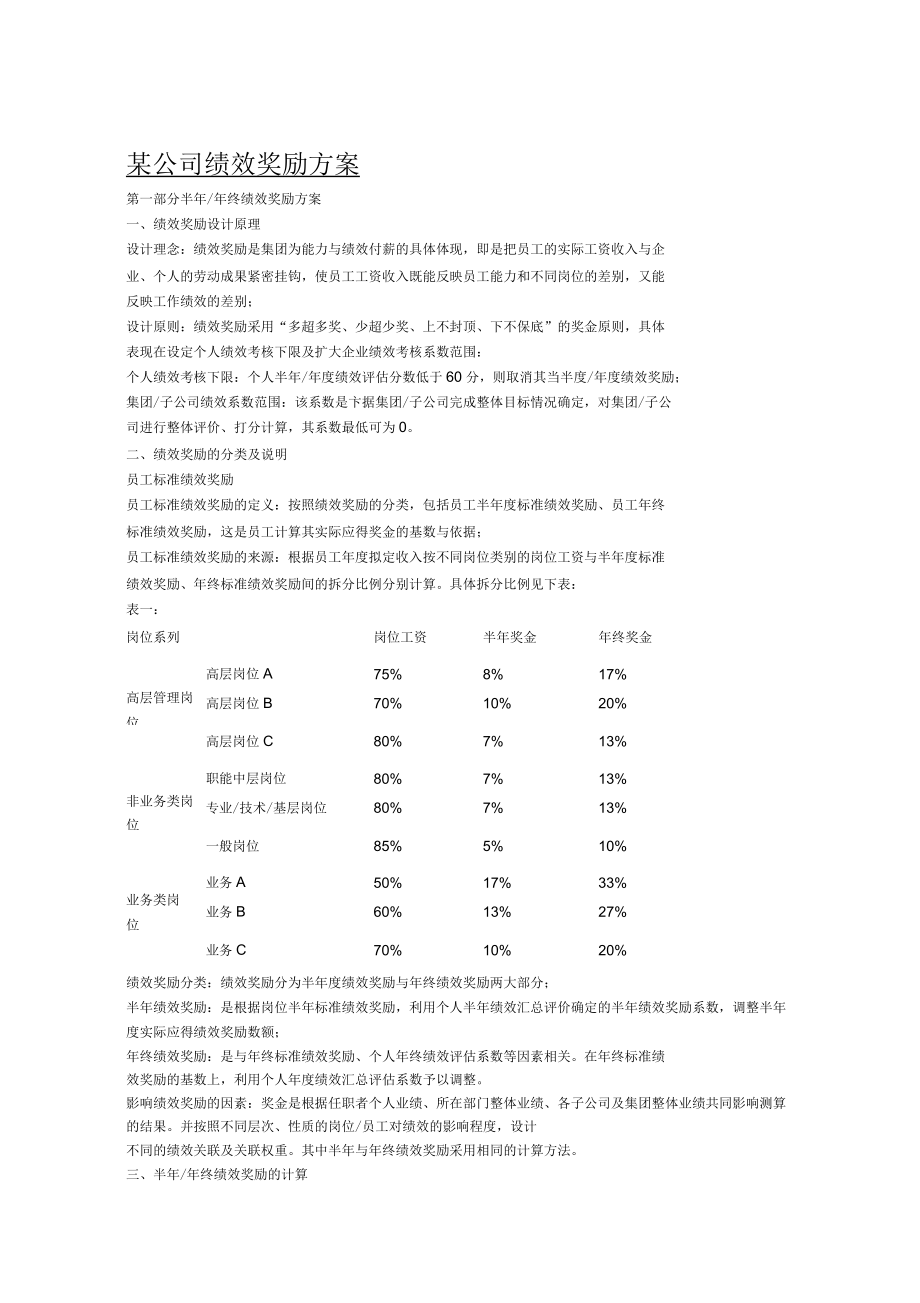 某公司绩效奖励方案介绍(8页)全面优秀版.docx_第1页