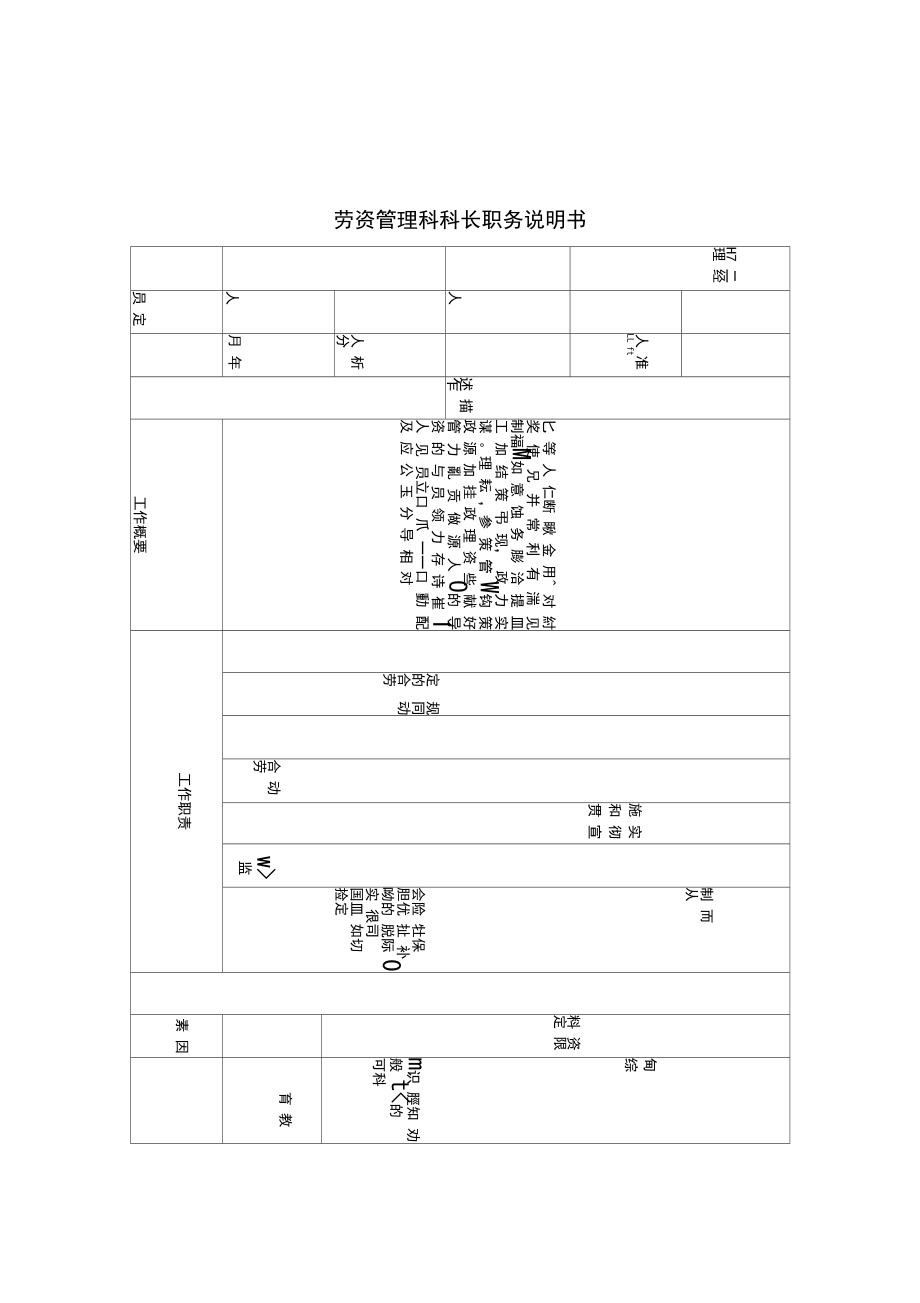 劳资管理科科长岗位说明书(4页).doc_第1页