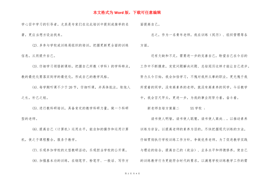 新教师自培计划-新教师自培自练计划.docx_第2页