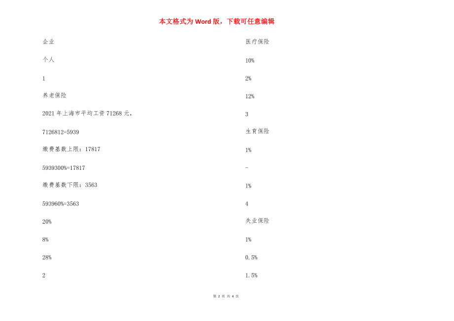 上海2021社保缴费基数是多少 2021上海社保缴费基数.docx_第2页