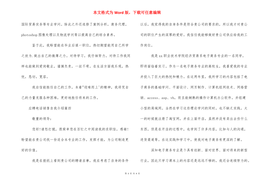 电话销售应聘履历表_应聘电话销售自我介绍范文.docx_第3页