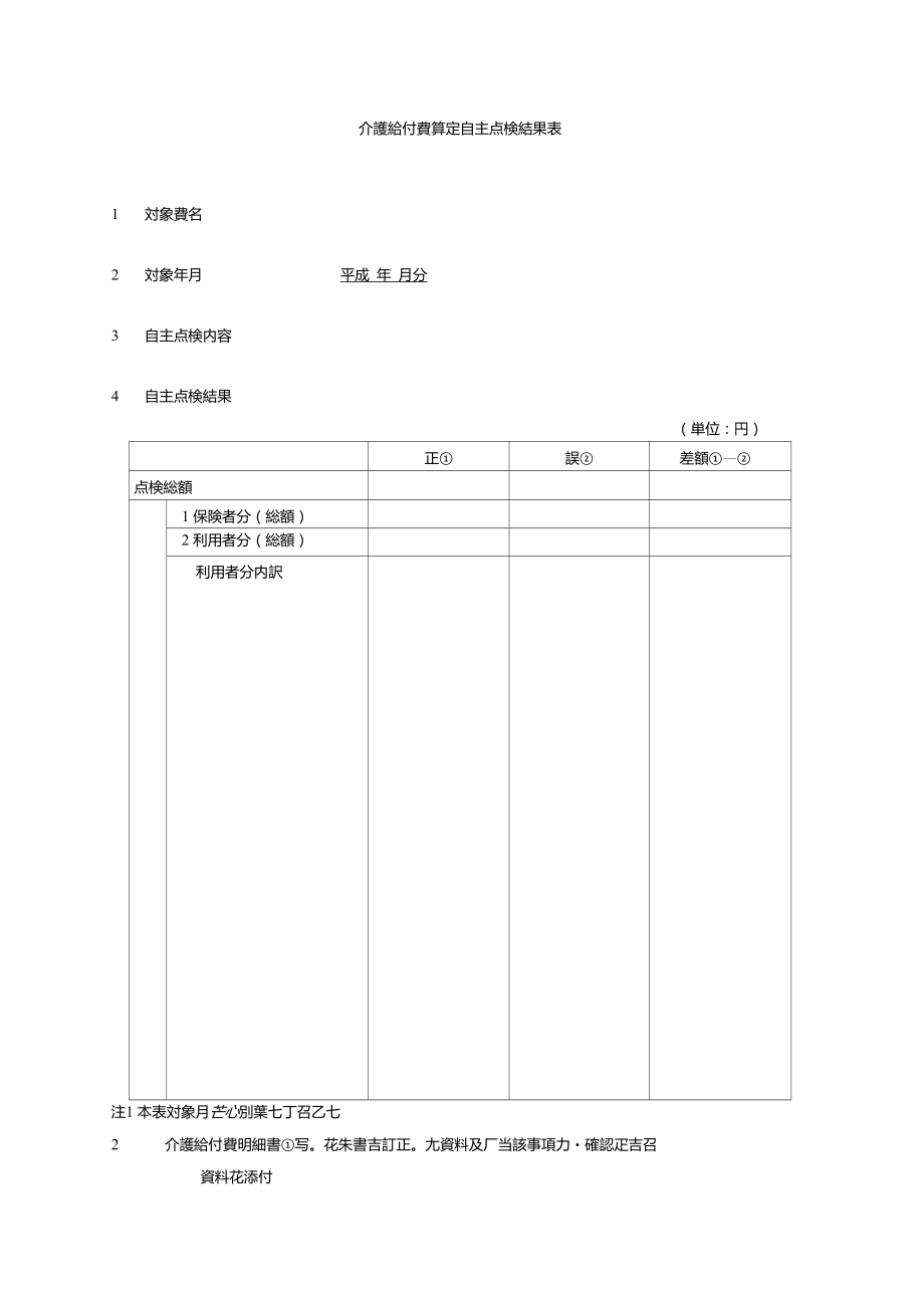 介护给付费算定自主点検结果表..doc_第1页