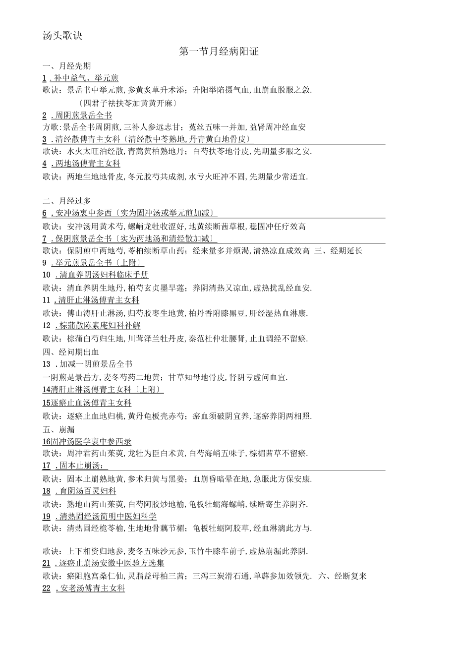 中医妇科常用汤头歌诀.docx_第1页