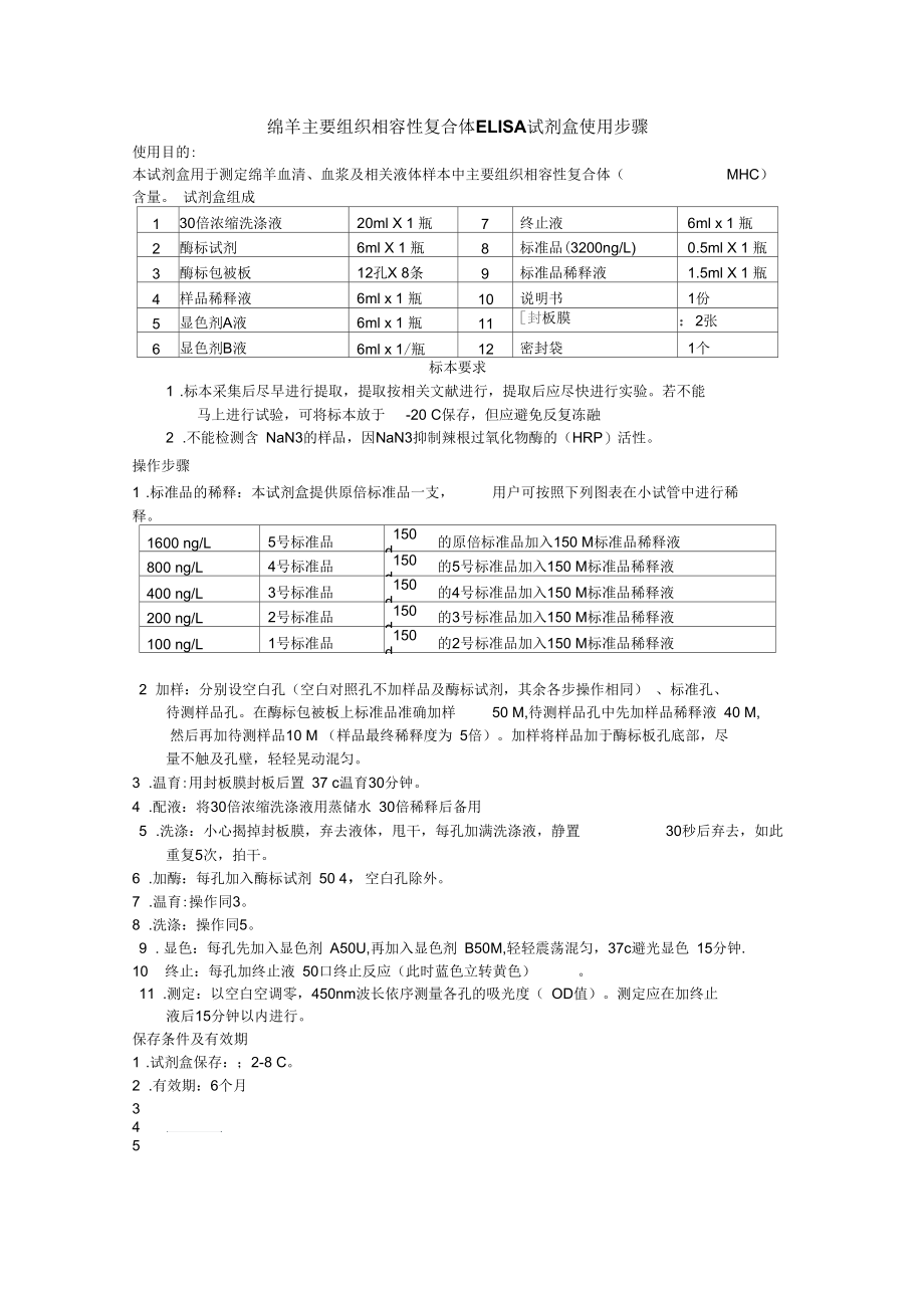 绵羊主要组织相容性复合体ELISA试剂盒使用步骤.docx_第1页