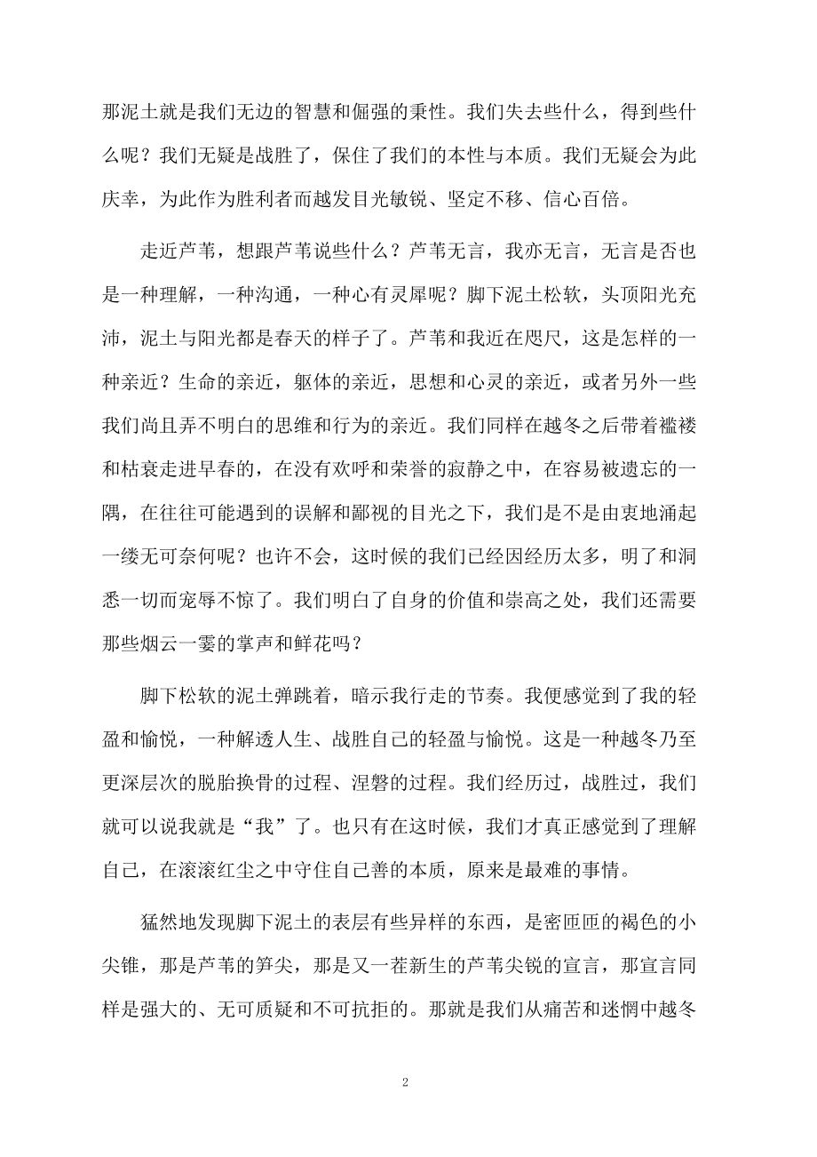 走进芦苇阅读练习题及答案.docx_第2页