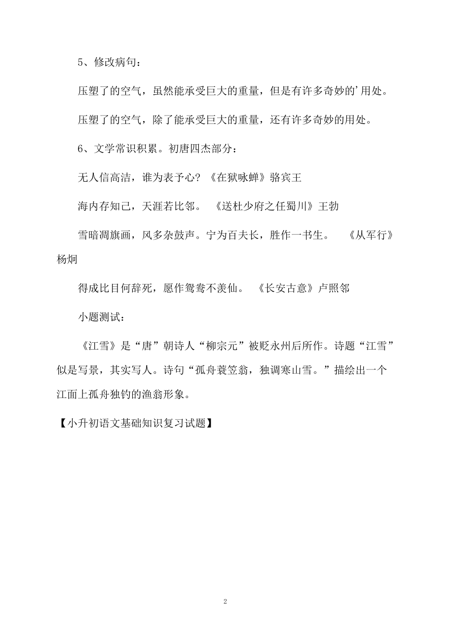 小升初语文基础知识复习试题.docx_第2页