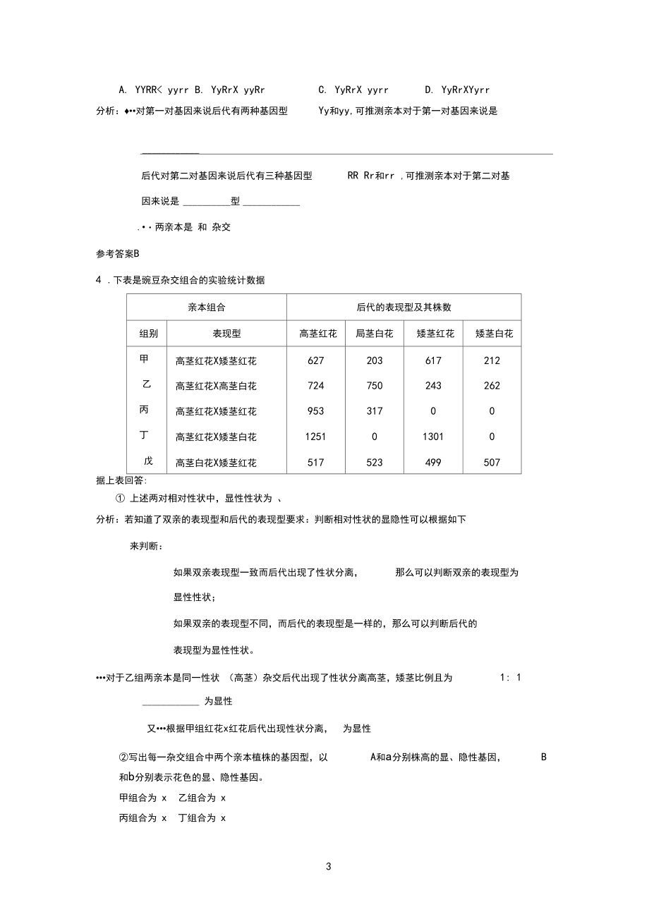 基因分离定律和基因自由组合定律常见题型解题方法的总结1(3).docx_第3页