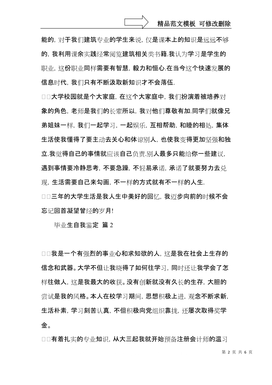 热门毕业生自我鉴定模板集合五篇.docx_第2页