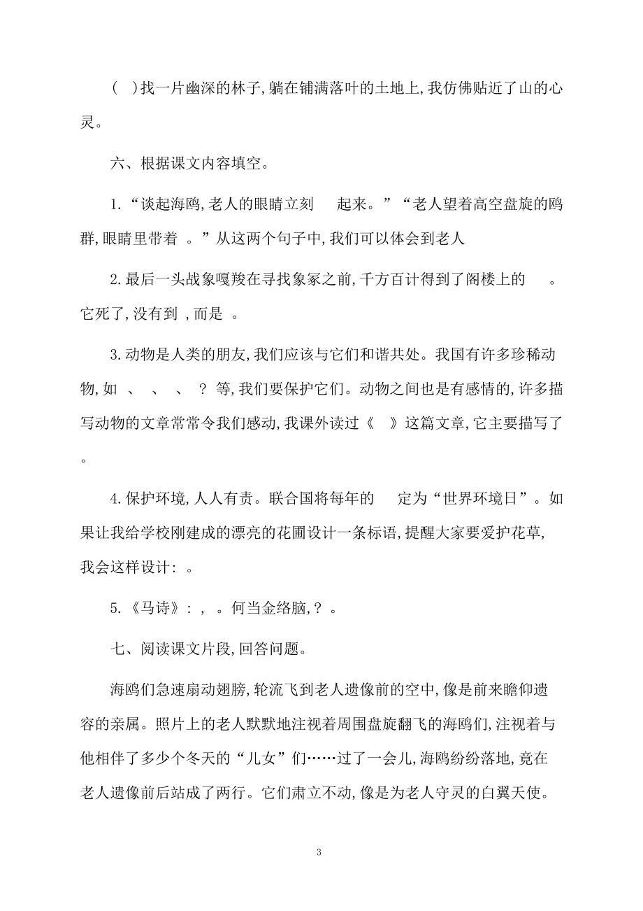 人教版小学六年级语文上册第七单元测试题.docx_第3页