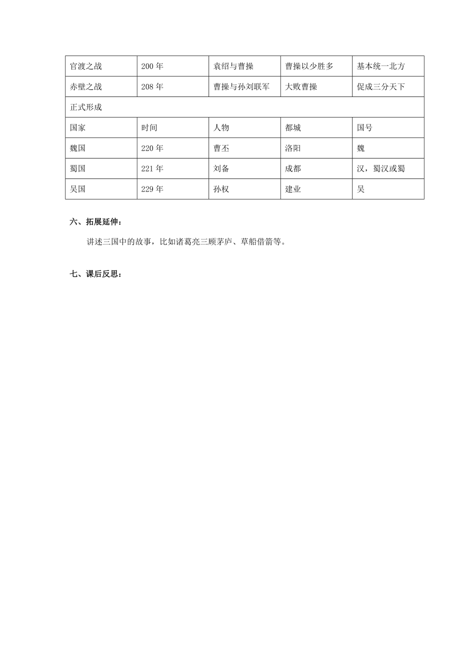 七年级历史上册 第四学习主题 政权分立与民族融合 第14课《三国鼎立局面的形成》 教案 川教版.doc_第2页