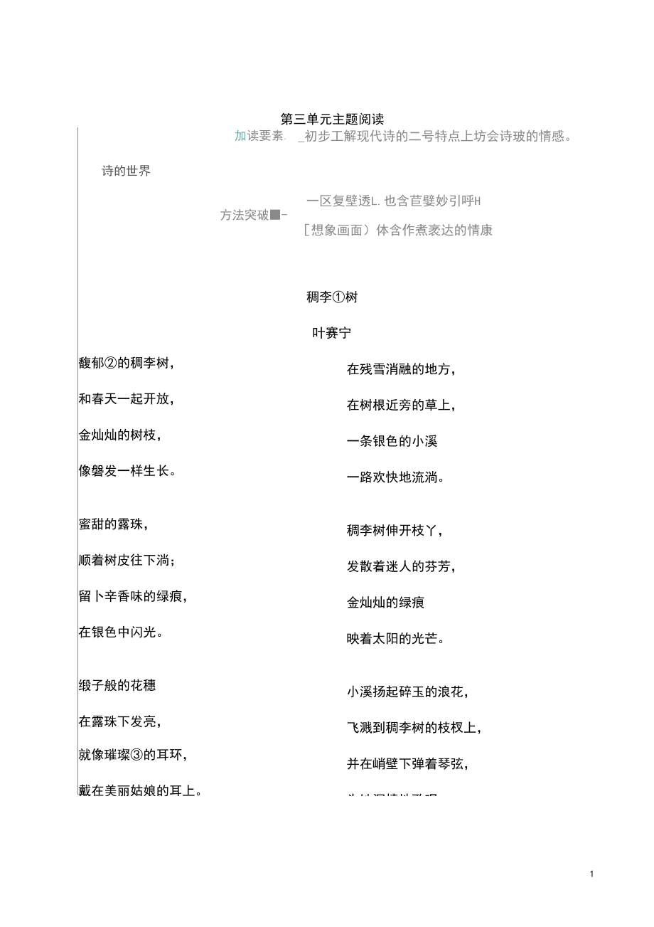 人教版四年级语文下册第三单元主题阅读.docx_第1页