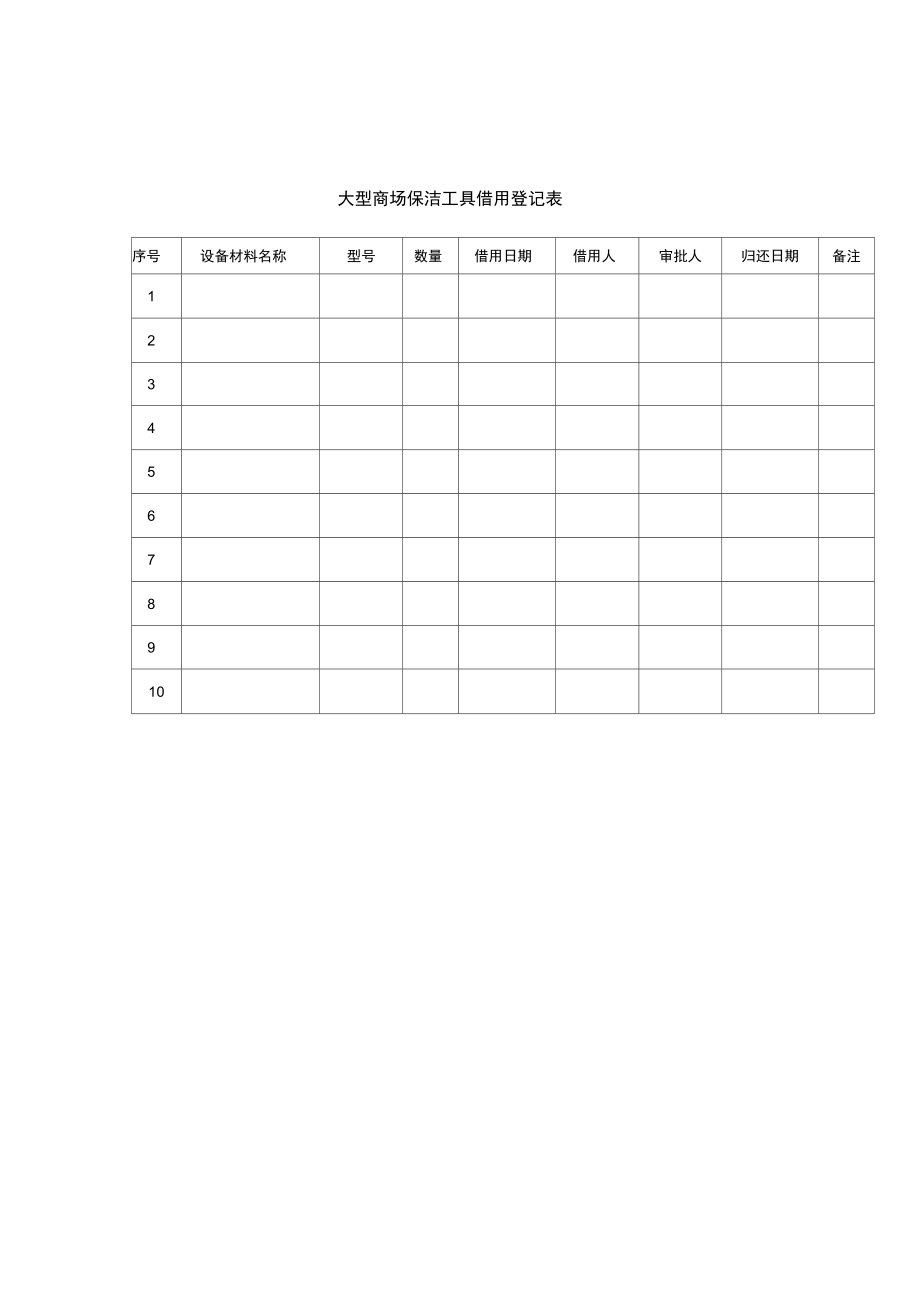 大型商场保洁工具借用登记表.doc_第1页