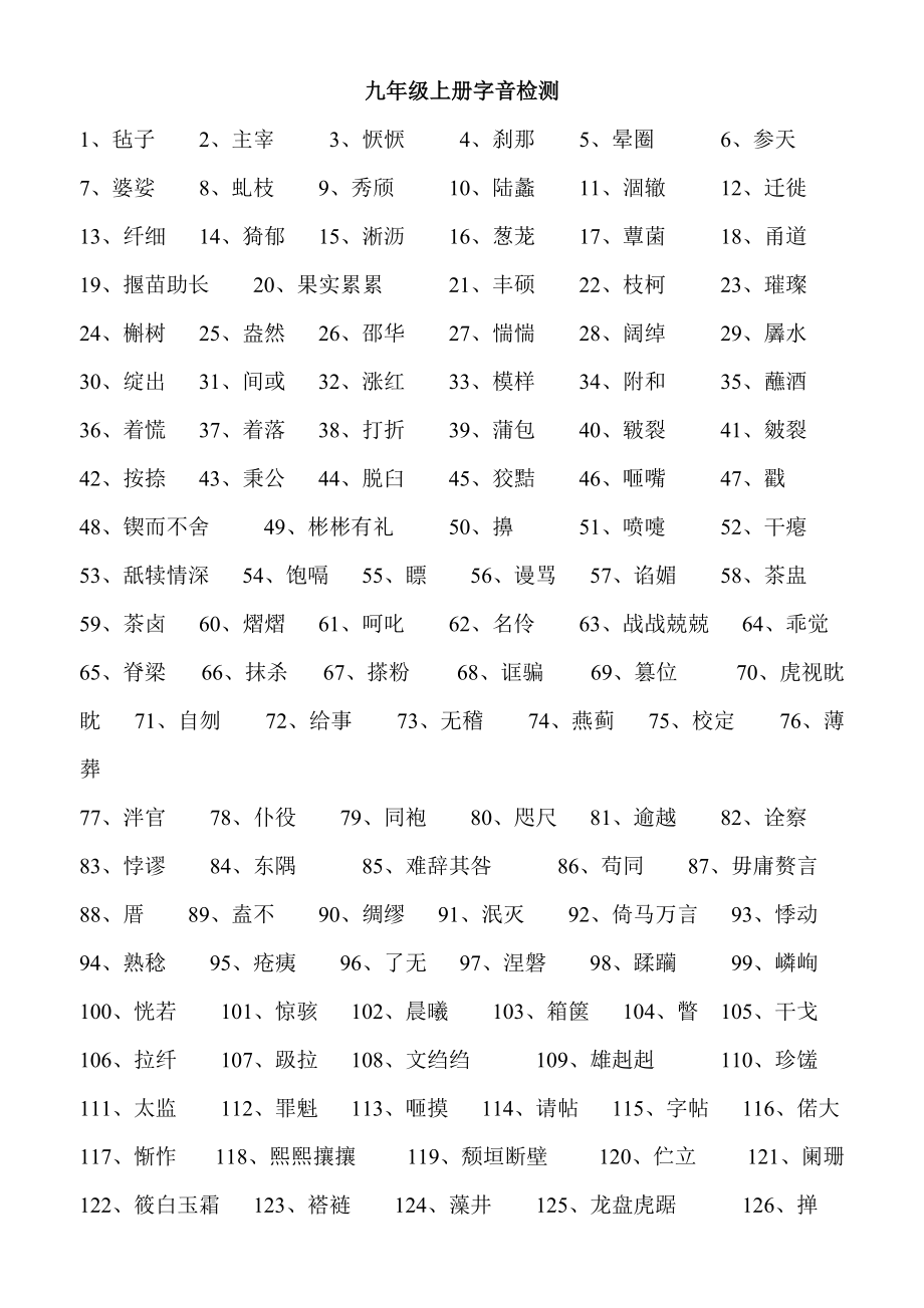 九年级上册字音检测.doc_第1页