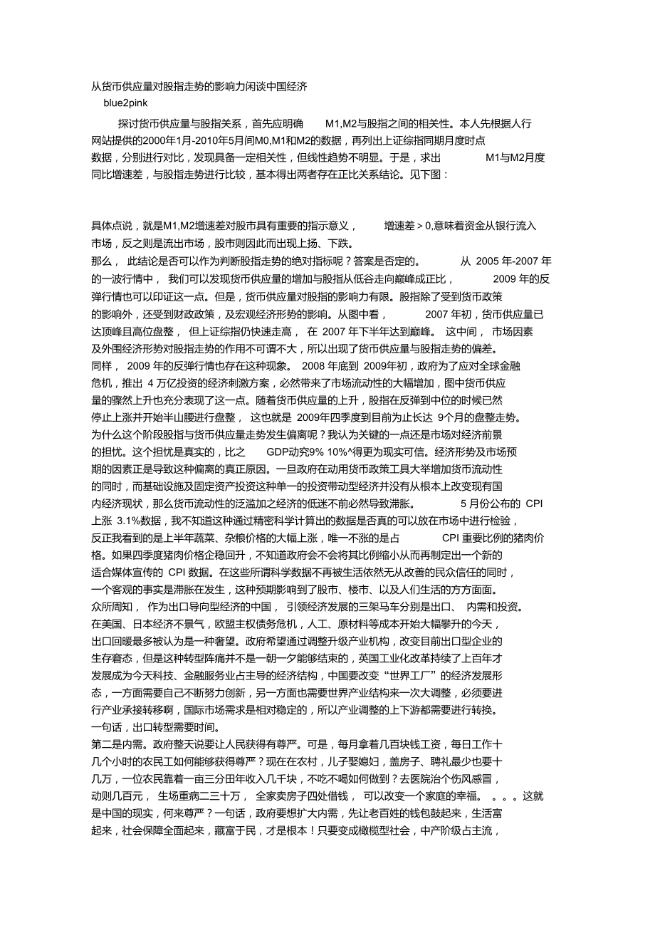 从货币供应量对股指走势的影响力闲谈中国经济.doc_第1页