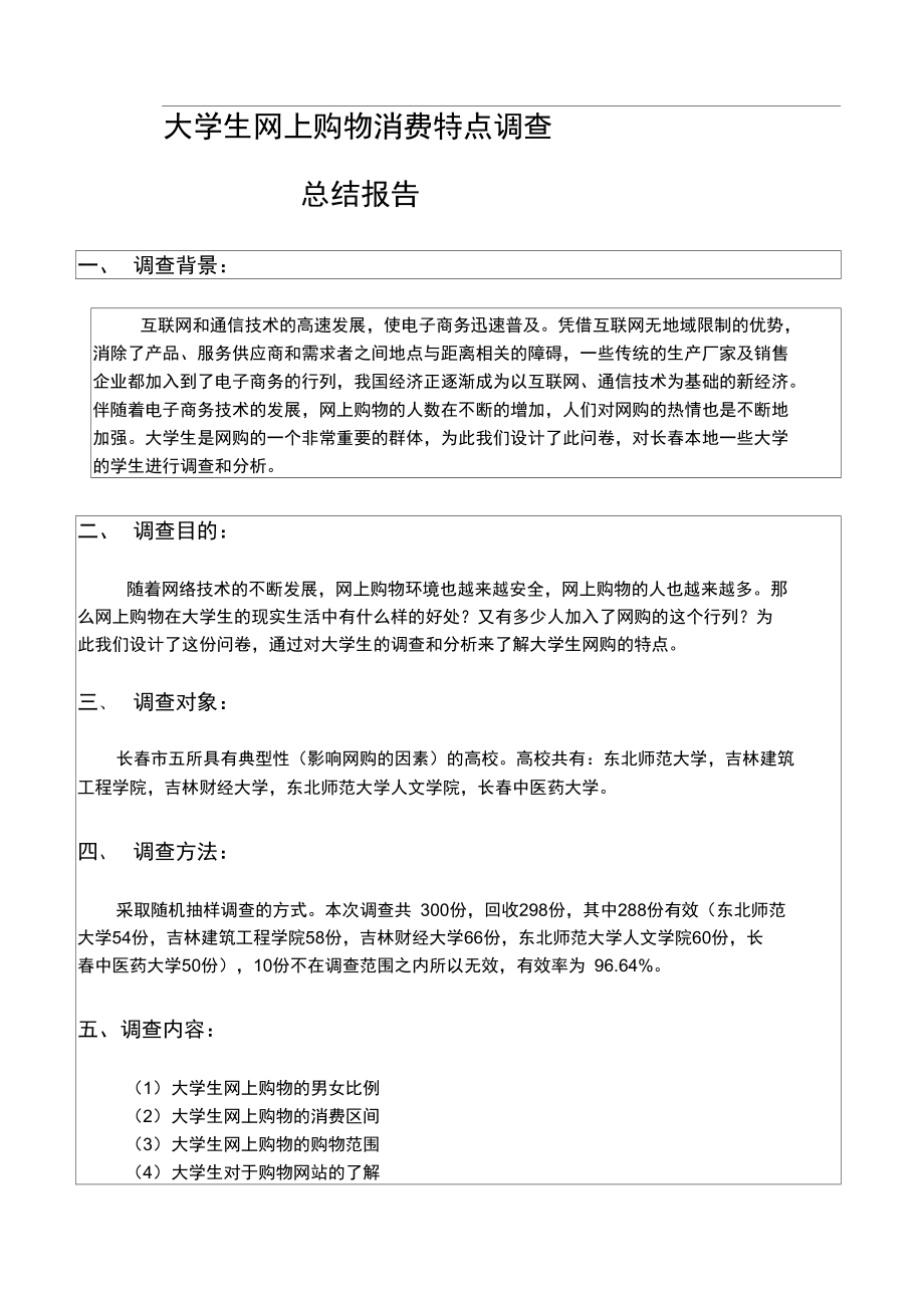 大学生网上购物消费特点调查总结报告.doc_第1页