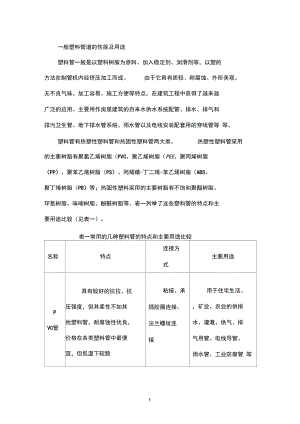 一般塑料管道的性能及用途.docx