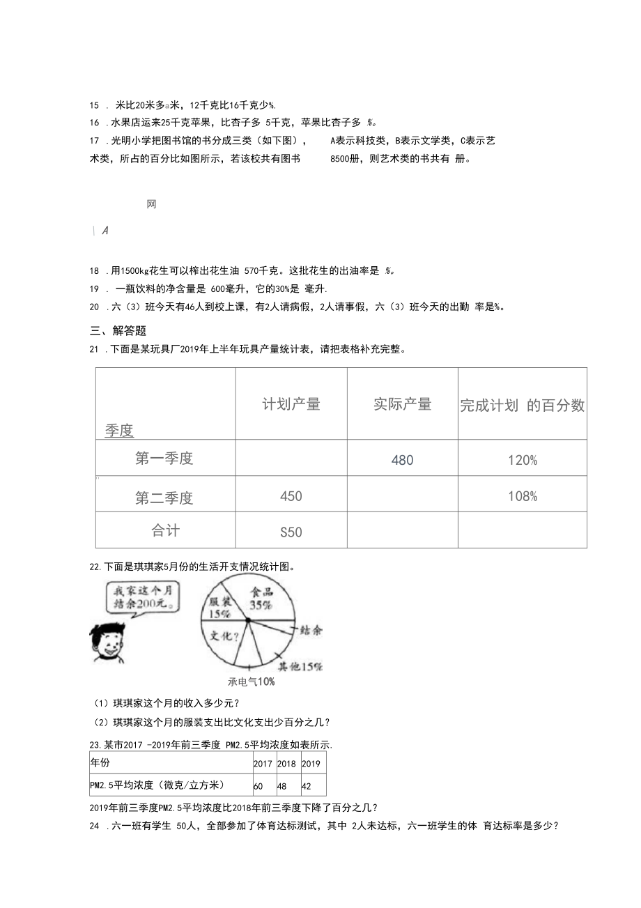 (压轴题)小学数学六年级上册第六单元百分数(一)检测题(答案解析)(1).docx_第3页