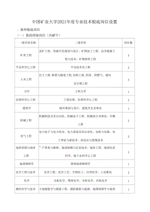 中国矿业大学教授岗位设置表.docx