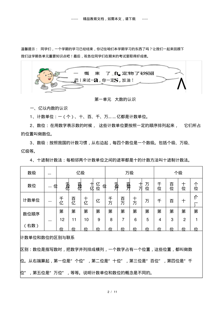 2020部编版小学四年级数学上册知识点归纳汇总.pdf_第2页