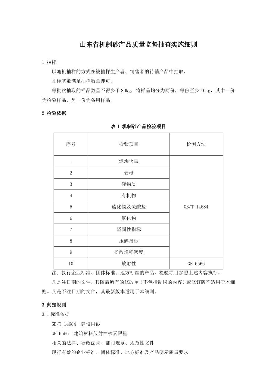 2022山东省机制砂产品质量监督抽查实施细则.pdf_第1页