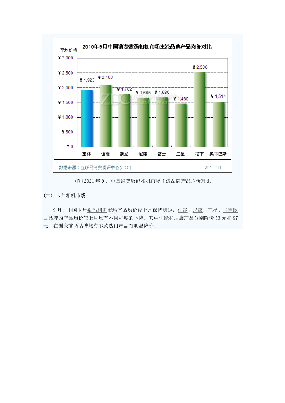 XX年9月中国数码相机市场价格分析报告.docx_第3页