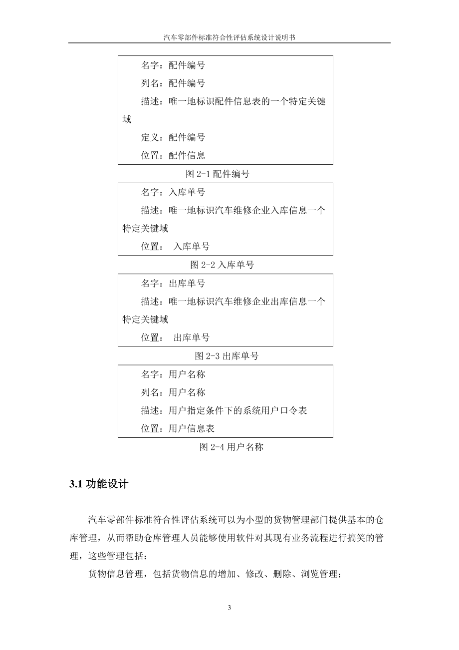 精品资料（2021-2022年收藏）汽车零部件标准符合性评估系统设计说明书解读.doc_第3页