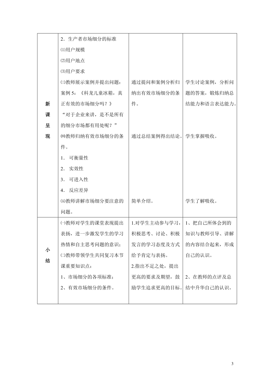 5.2市场细分及有效市场细分条件教学设计.doc_第3页