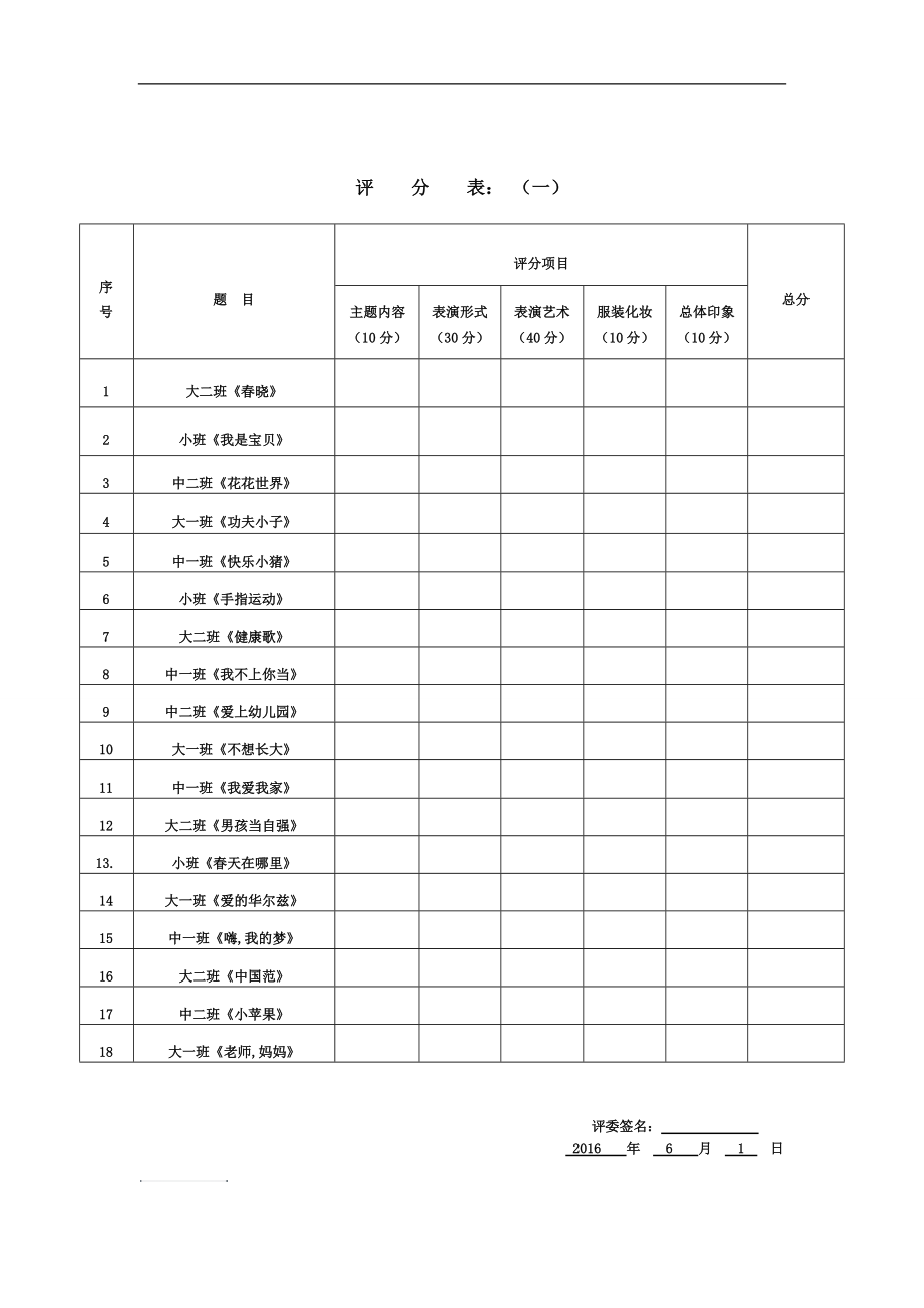 2016年庆六一文艺汇演节目评分表[1].doc_第2页