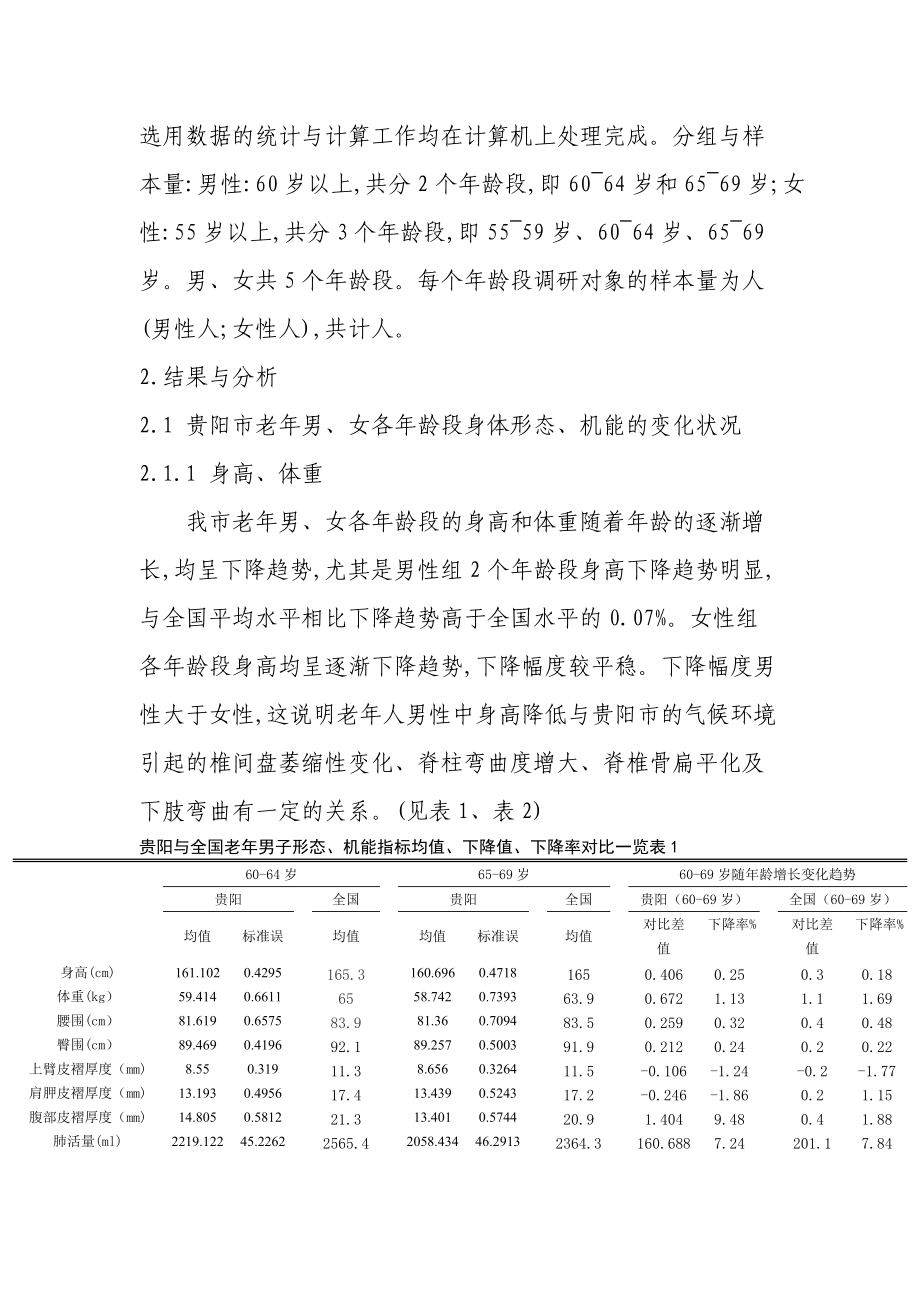 贵阳市老年人体质现状的调查分析.doc_第2页