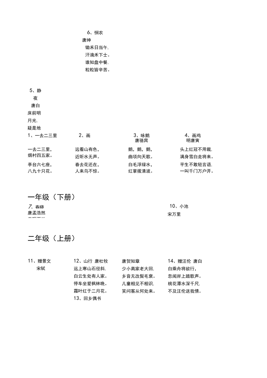 小学一年级古诗词.docx_第1页