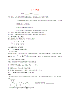 七年级数学下册 第六章 实数 6.3 实数学案 （新版）新人教版-（新版）新人教版初中七年级下册数学学案.doc