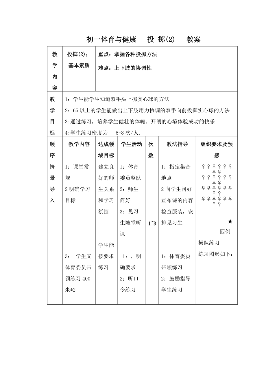 初一体育与健康投掷2教案.doc_第1页