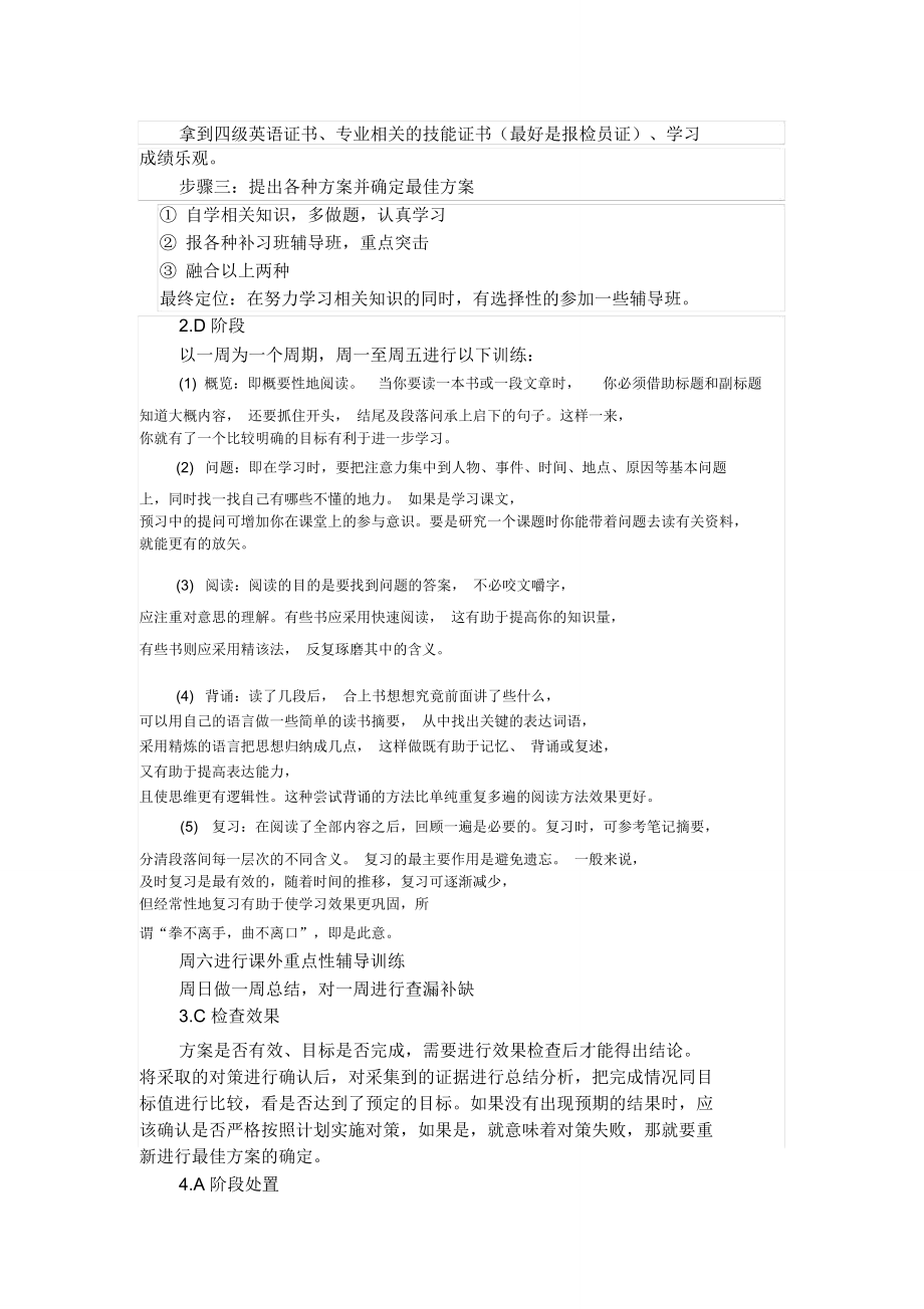 运用PDCA循环管理法,对自己学习生活方面不足进行改进.doc_第2页