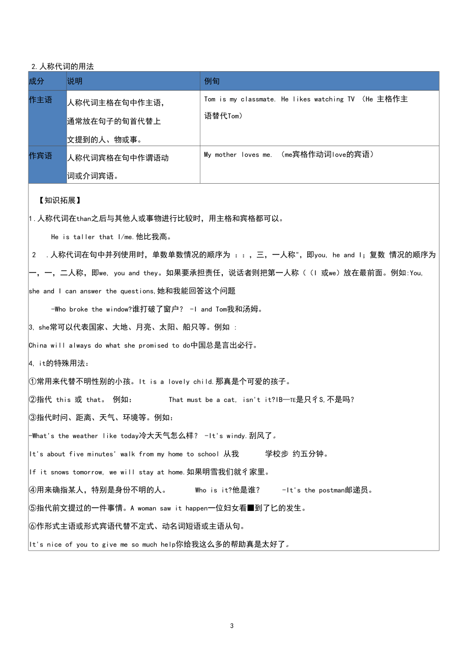 牛津深圳版七年级上下册英语语法教案及练习：第3讲代词.docx_第3页