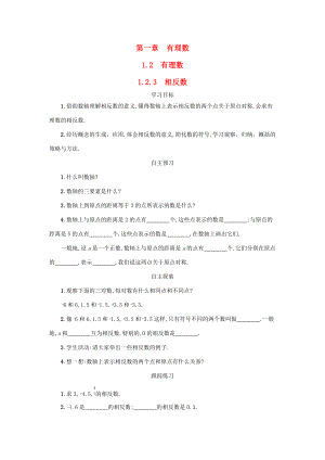 七年级数学上册 第一章 有理数 1.2 有理数 1.2.3 相反数学案设计 （新版）新人教版-（新版）新人教版初中七年级上册数学学案.docx