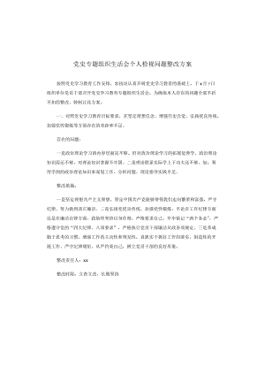 党史专题组织生活会个人检视问题整改方案.docx