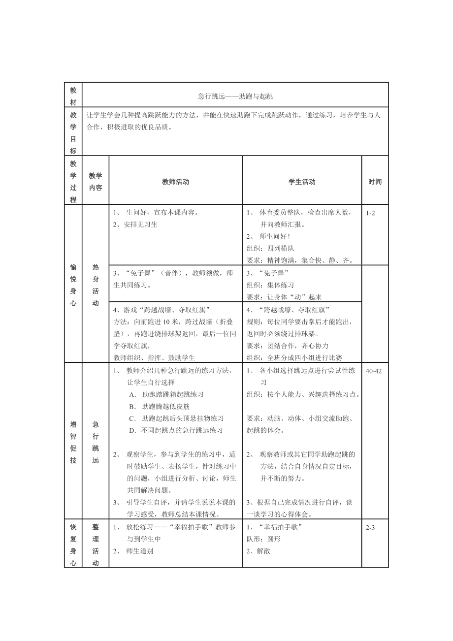 《急行跳远——助跑与起跳》教学设计.doc_第2页