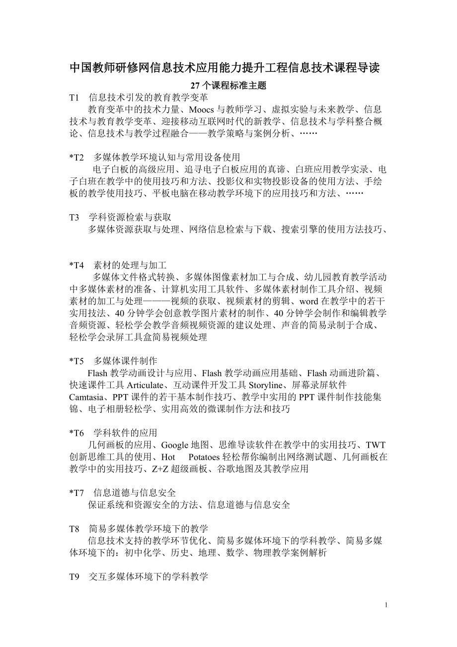 中国教师研修网信息技术应用能力提升工程信息技术课程导读.doc_第1页