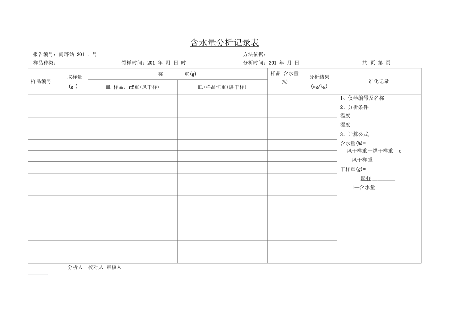 S01含水量分析记录表.docx_第1页