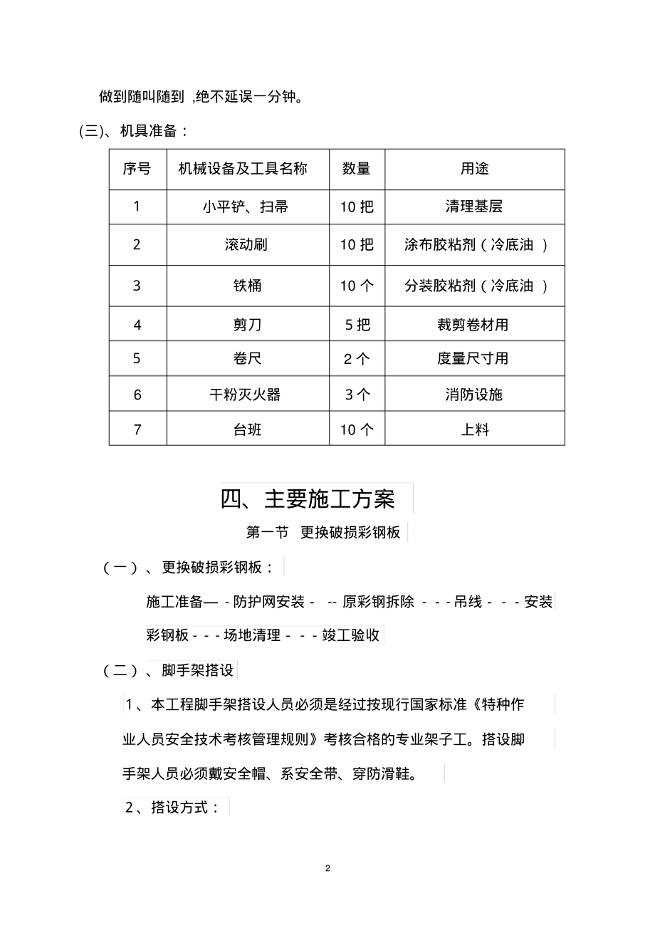 厂区外体育馆屋面防水施工方案.pdf_第2页