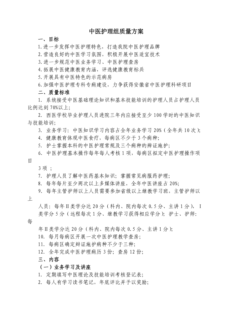 精品资料（2021-2022年收藏）中医特色小组质量控制方案.doc_第1页