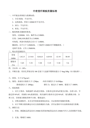 精品资料（2021-2022年收藏）中密度纤维板质量标准.doc