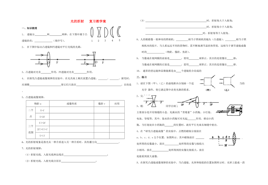 八年级物理上第四章光的折射复习教学案苏科版.doc_第1页